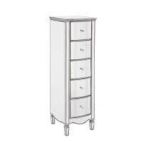 New Design Tall 5 Drawer Narrow Mirrored Chest