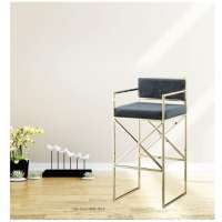 2020 velvet seat  and golden metal chrome back and legs bar chair