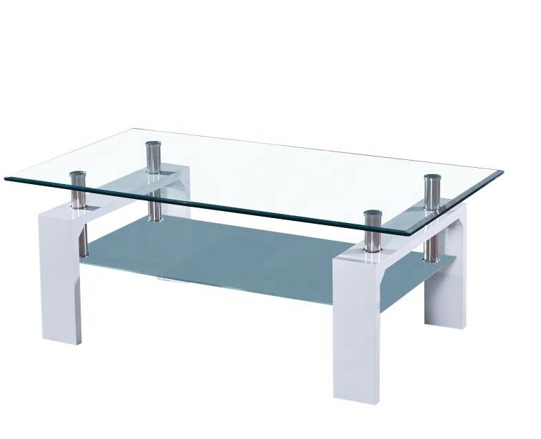 2020 white MDF with paper black tempered glass hot sell design coffee table